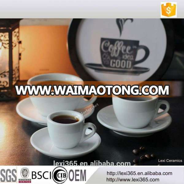 Customized Logo White Ceramic Italy Coffee Espresso Cup Wholesale Cappuccino Cup And Saucer Set