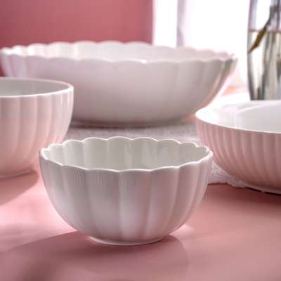 2020 New Product Guangzhou White Porcelain Ceramic Rice Salad Soup Bowl Set For Restaurant & Hotel Use