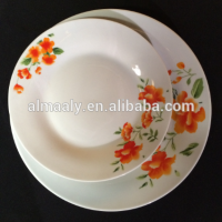 ceramic porcelain dinner flat plates and dishes with red flowers